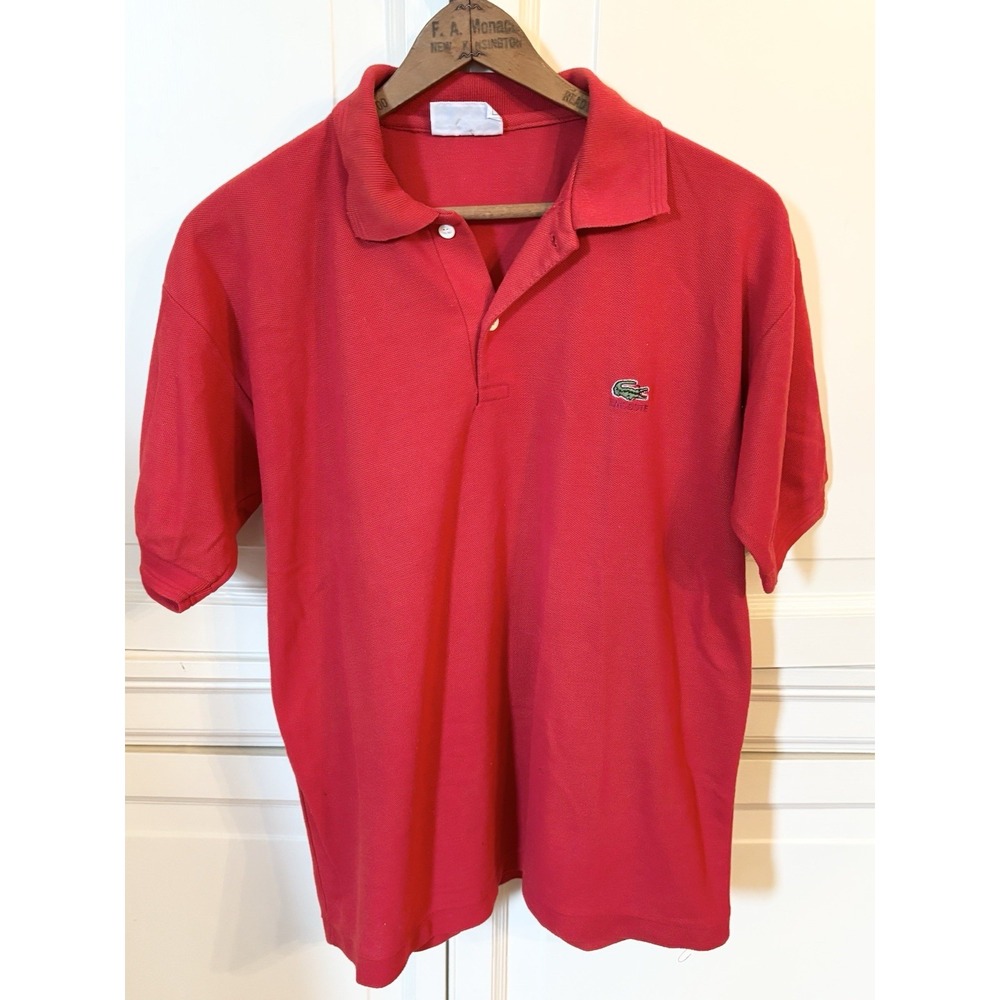 Vintage Chemise Lacoste Men's Red Polo Shirt Large